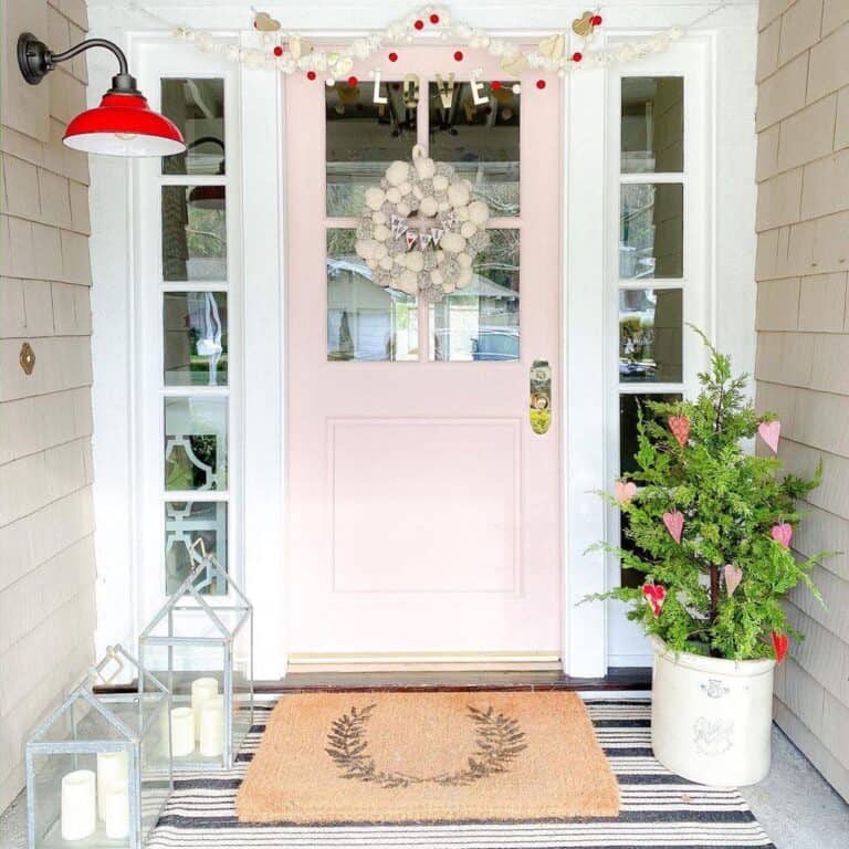 Pink Front Door with Valentine