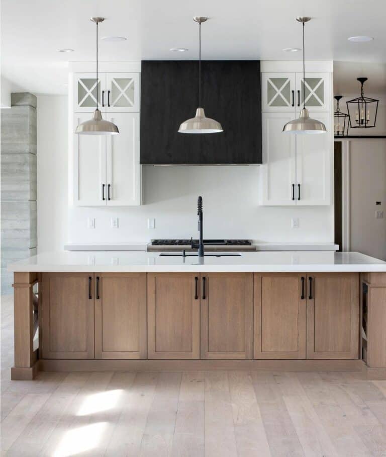 Black Hood Vent Cover in White Kitchen