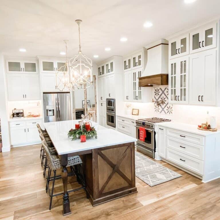 Stained Wood Kitchen Island Table Leg