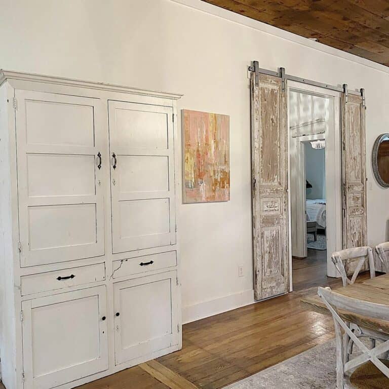 Distressed Kitchen Doors on a Metal Track