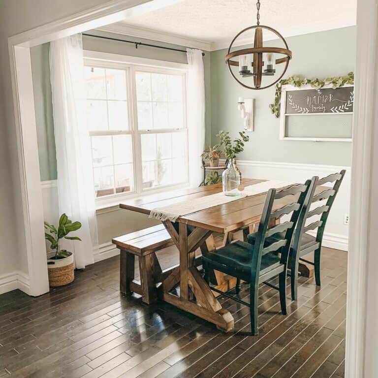 Refreshing Green and White Dining Room