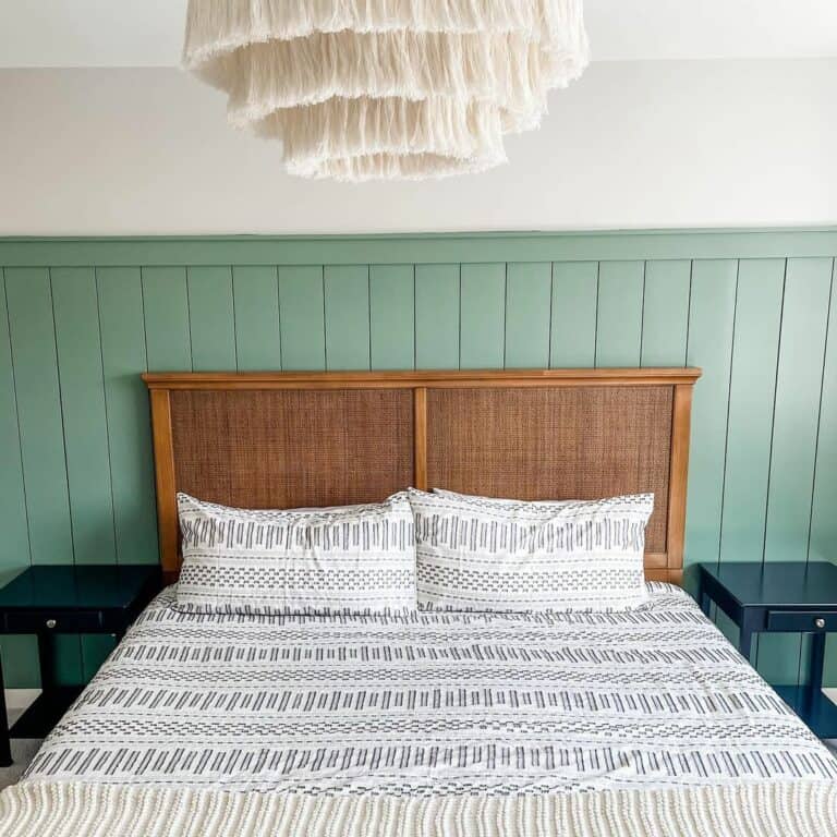 Funky Chandelier Over Patterned Bedding