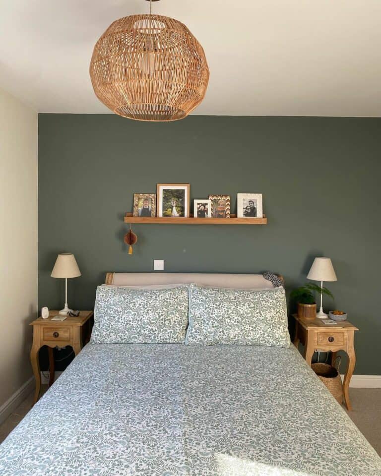 Wood Accessories Complement a Green Wall