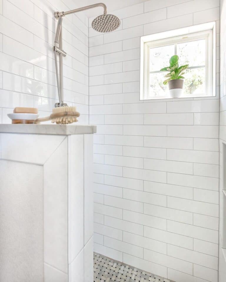 Subway Tile Doorless Shower