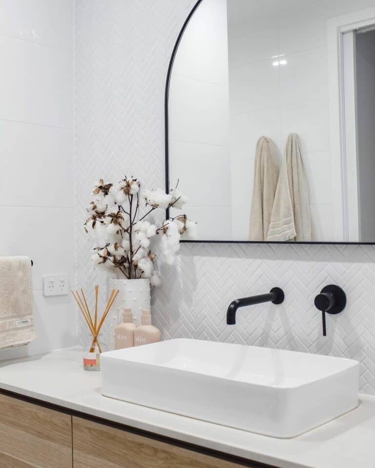 Herringbone Tile in a Modern Bathroom