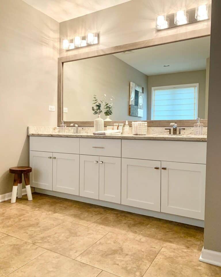 Large Framed Mirror Over a Bathroom Vanity