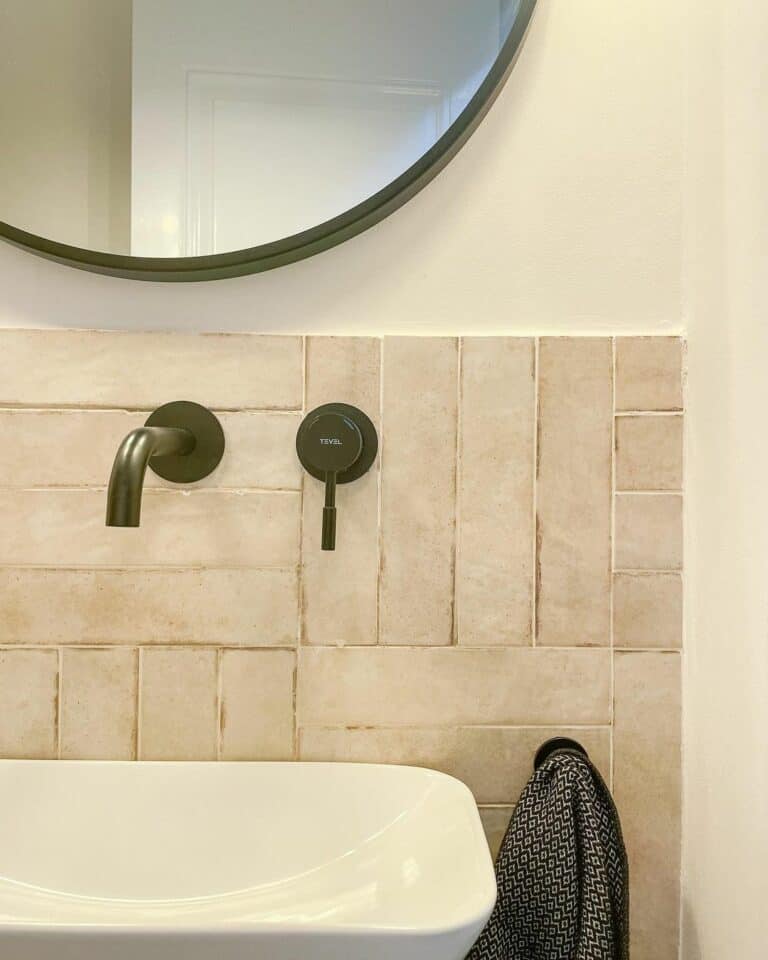 Unique Tiles Behind a Wall-mounted Faucet