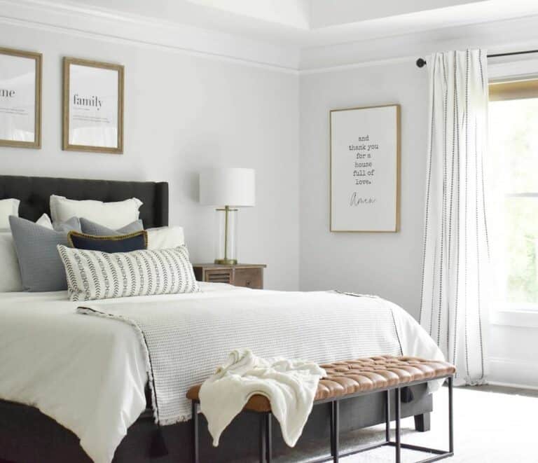 Stylish Black and White Farmhouse Bedroom