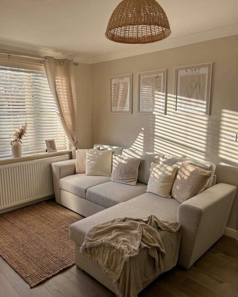 Calming Neutrals Decorate a Living Room