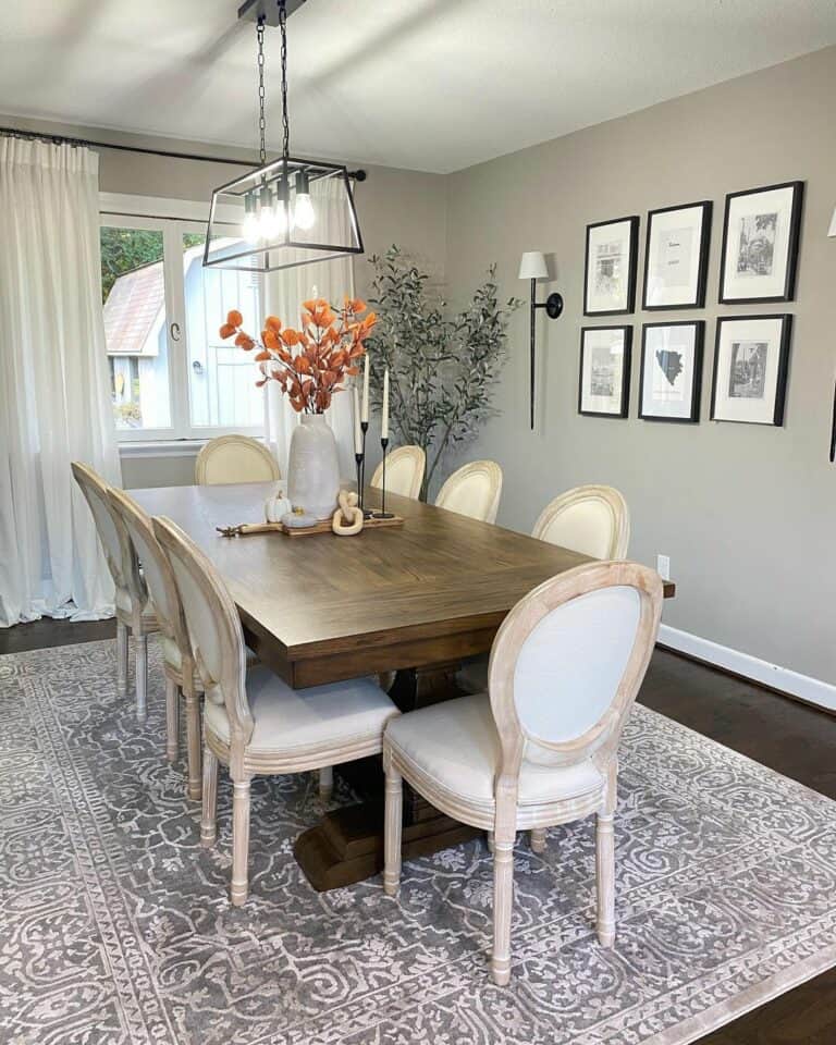 A Pop of Orange in Neutral Dining Room