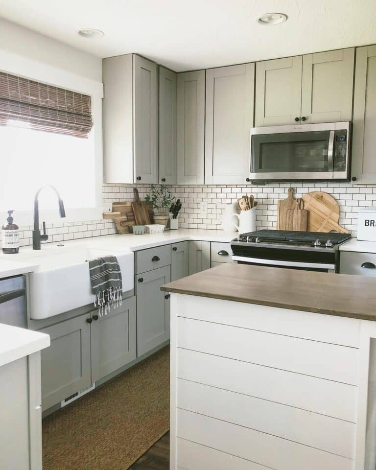 Farmhouse Kitchen With Gray Cabinets