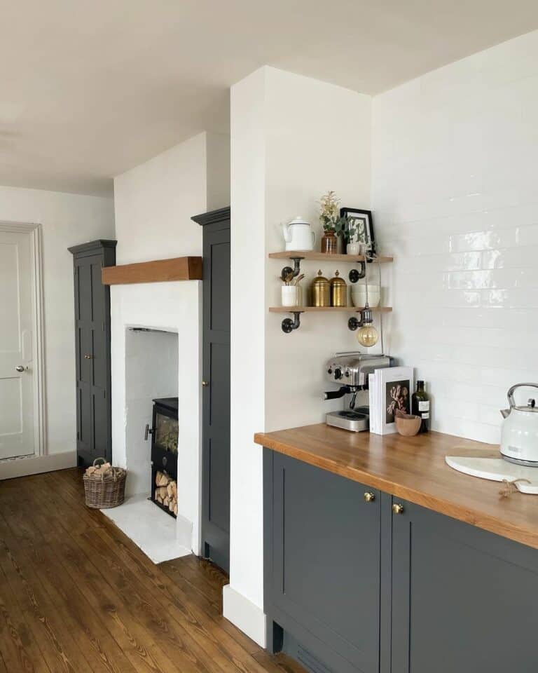 Farmhouse Kitchen With Stormy Gray Cabinets