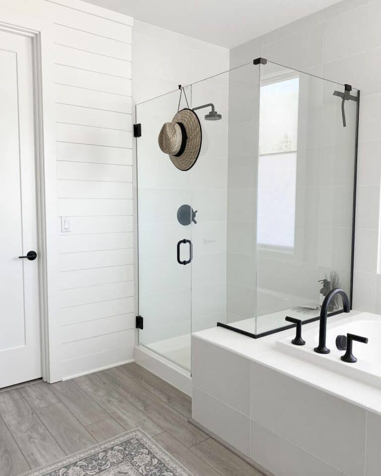 White Bathroom With Shiplap Walls