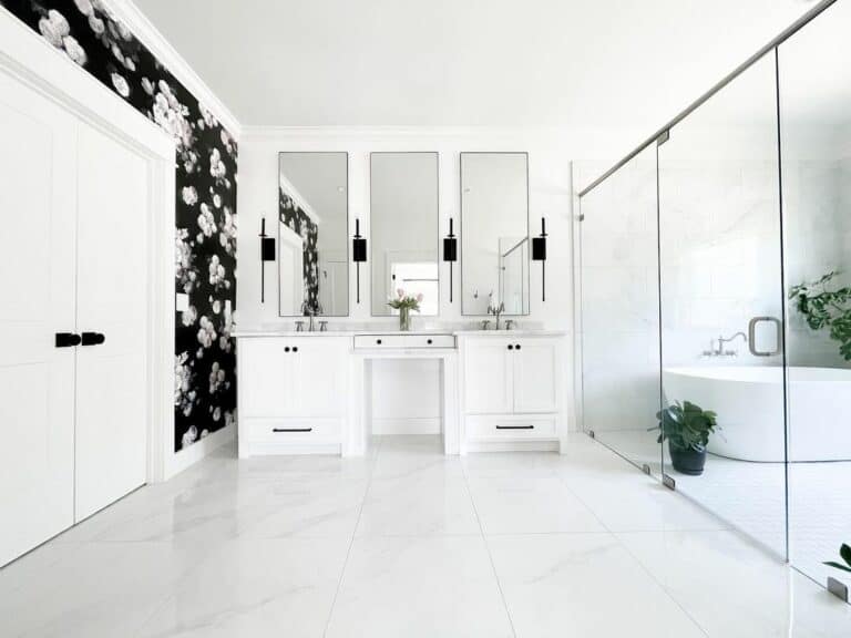 Floral Fantasy Bathroom With Three Mirrors