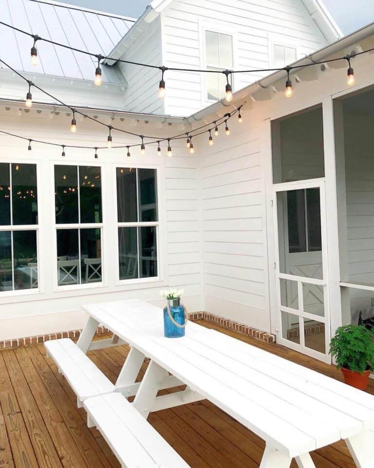 Picnic Tables and Patio Lights