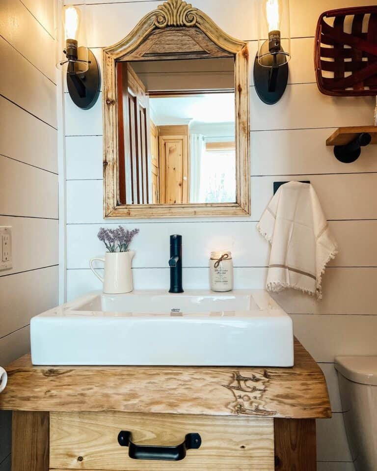 Shiplap and Rustic Bathroom Decor
