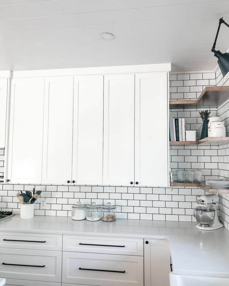 Modern Farmhouse Kitchen With Tiled Walls