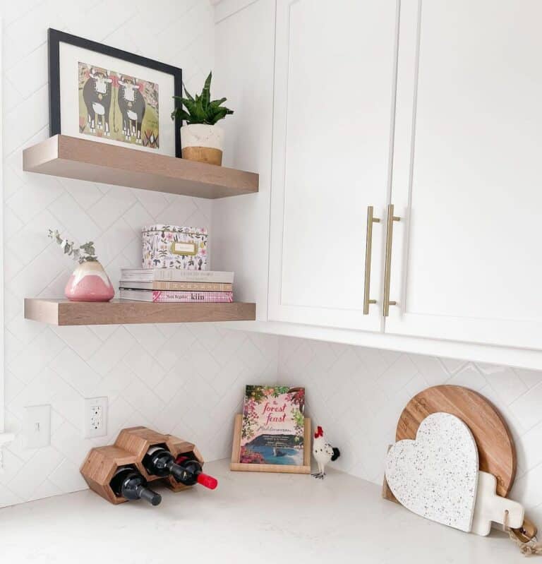 White Kitchen With Herringbone Tiles