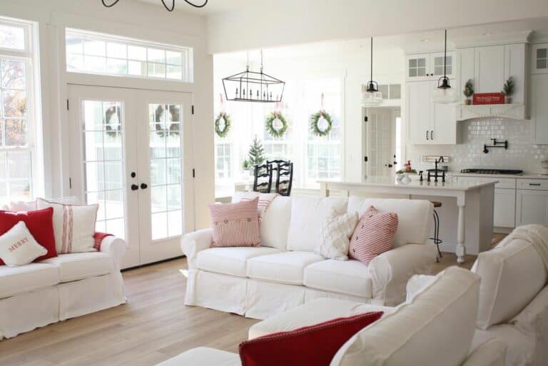 White French Swinging Doors With Transom Windows