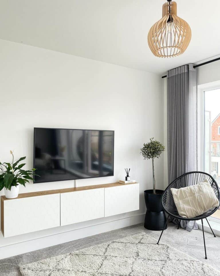 Wooden Cabinet with White Slab Cabinet Doors