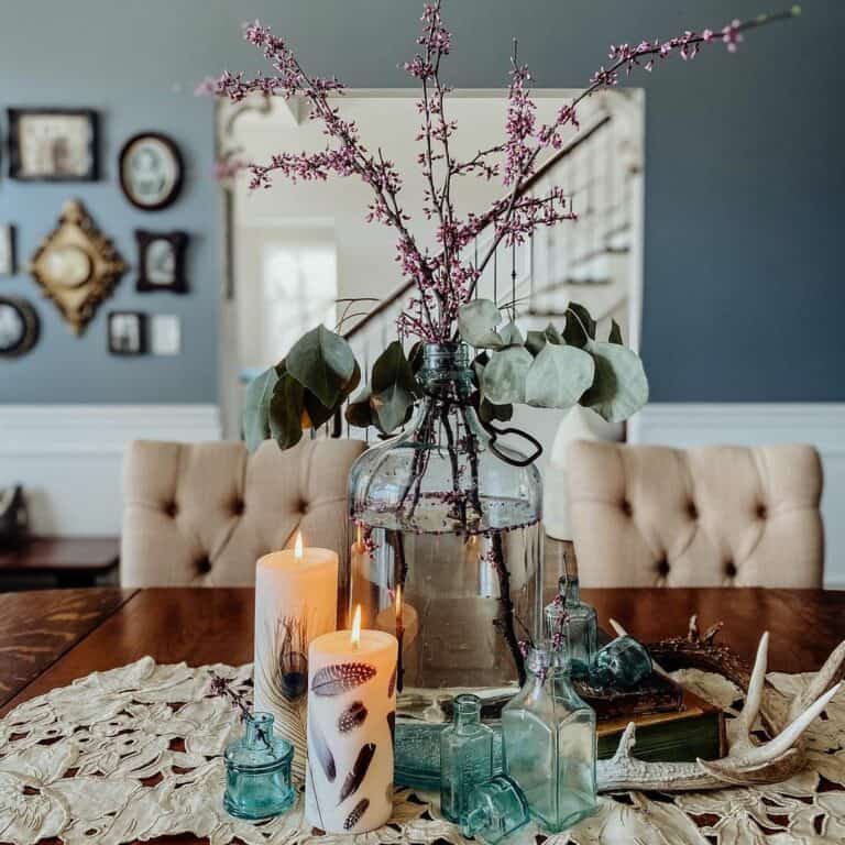 Antique Jars Gathered on Dining Table