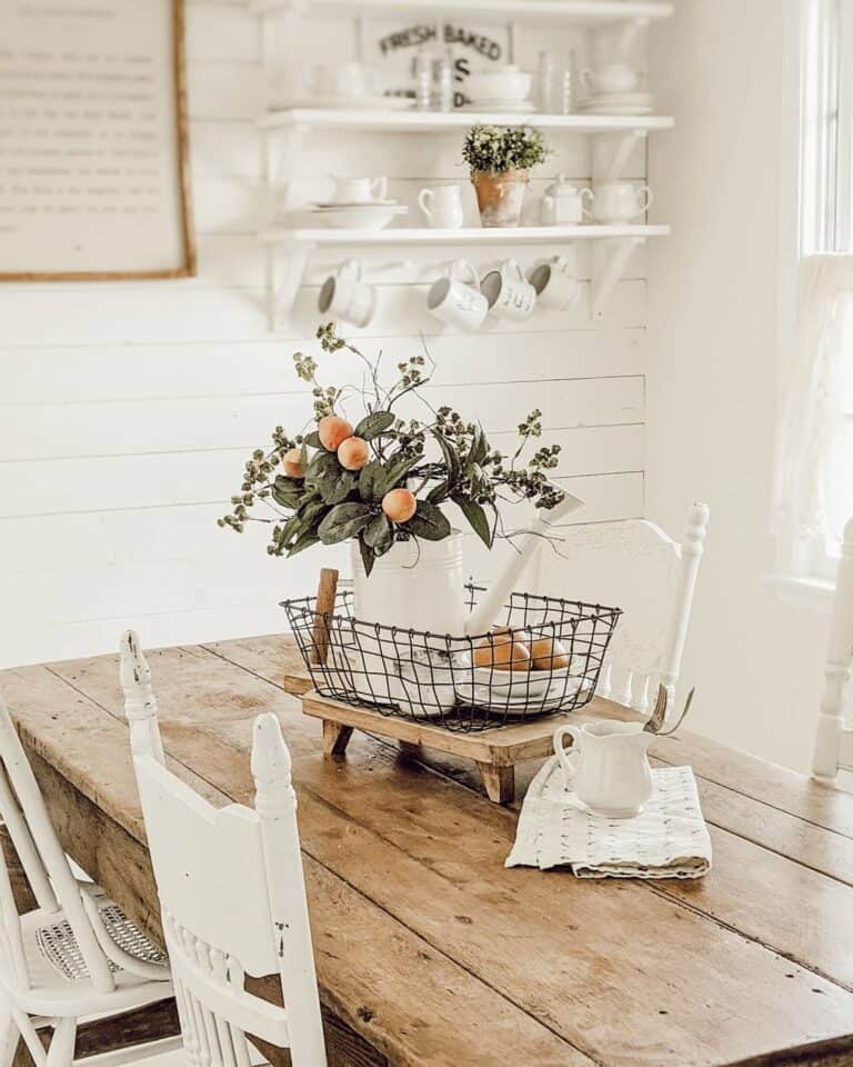 Farmhouse Dining Table Centerpiece With Citrus Fruit