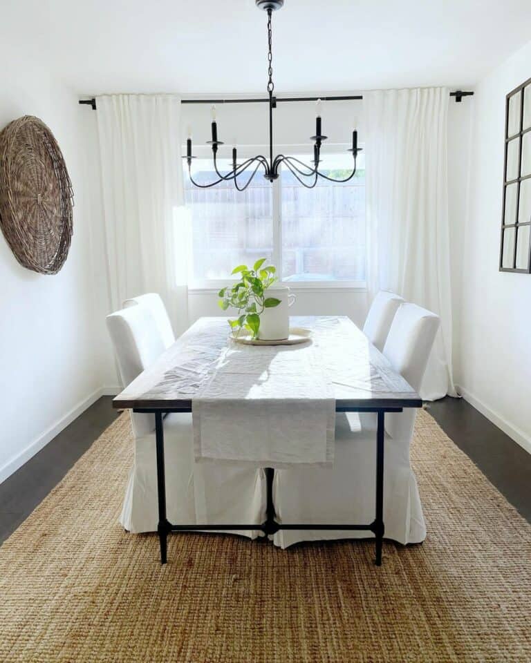 White Modern Farmhouse Dining Area