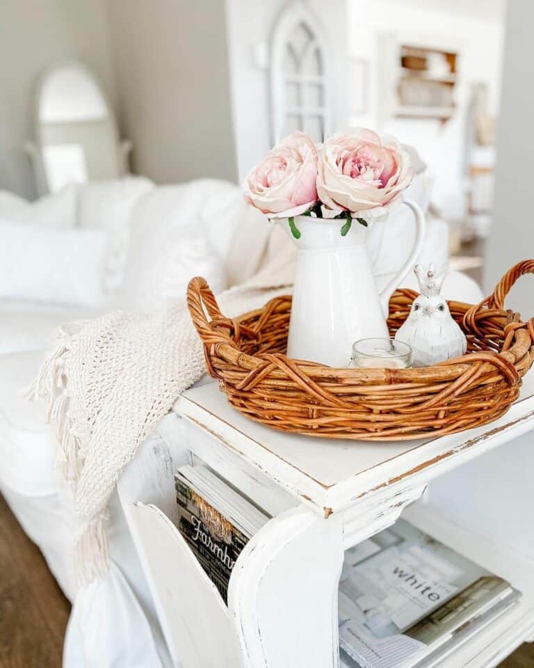 White Living Room With Rustic Décor