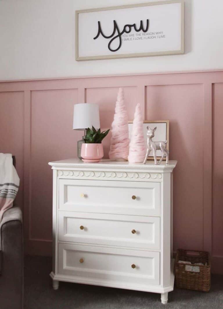Blush Pink Board and Batten Wainscoting