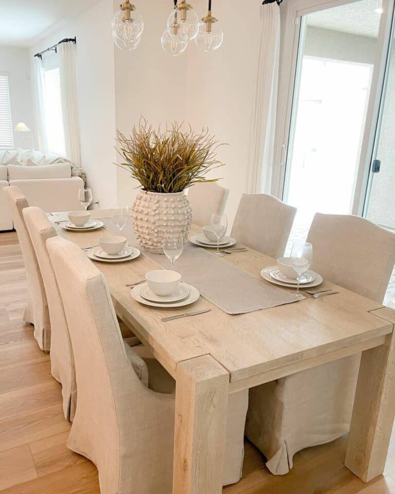 Soft Neutral Table With Slip Covers