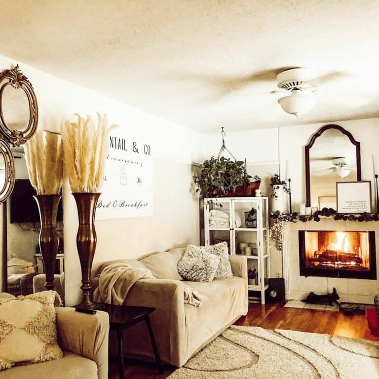 Farmhouse Décor Arranged Around Living Room