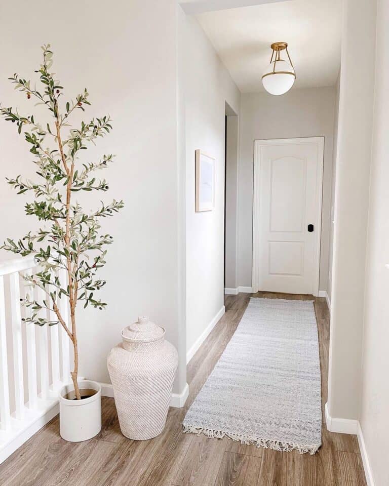White Sphere Hallway Light Fixture
