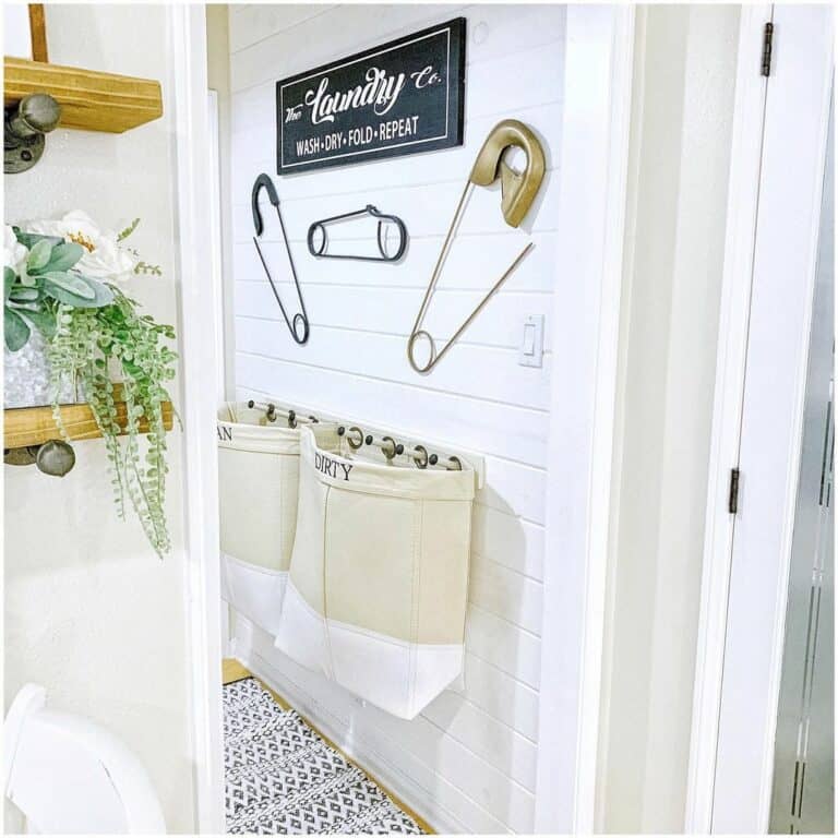 Giant Clothespins as Laundry Room Wall Décor