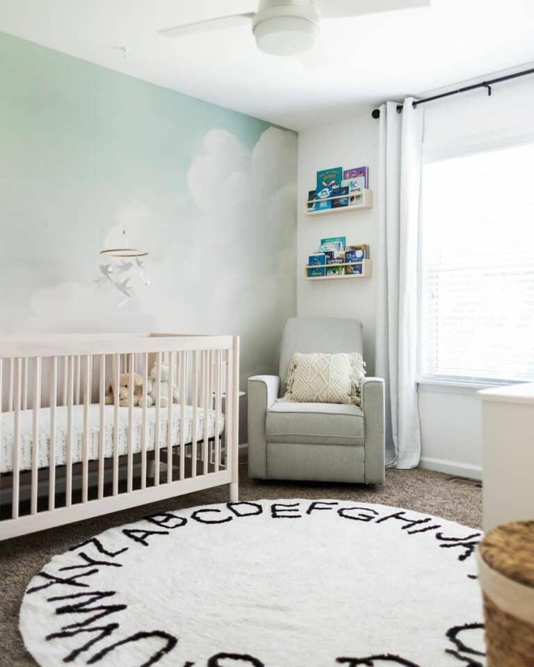 Peaceful Nursery Idea With Whimsical Mural