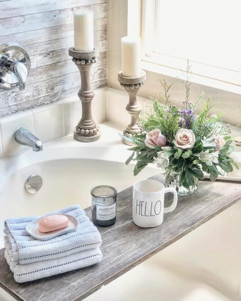 Bath Caddy Matches Bathtub Wall