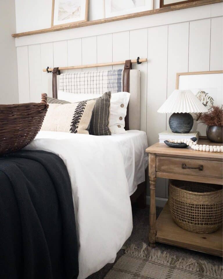 Upholstered Headboard with Leather Straps