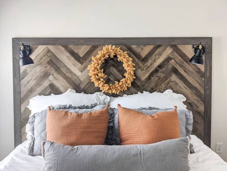 Rustic Wood Herringbone Headboard