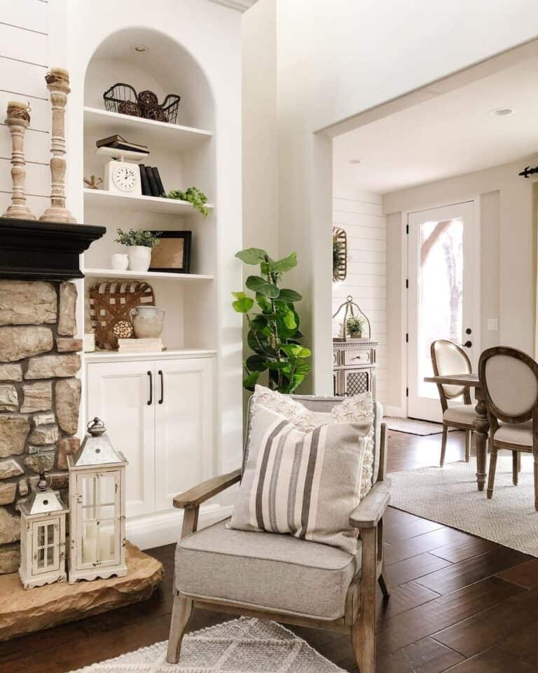 White Lanterns and Dark Wood Floors