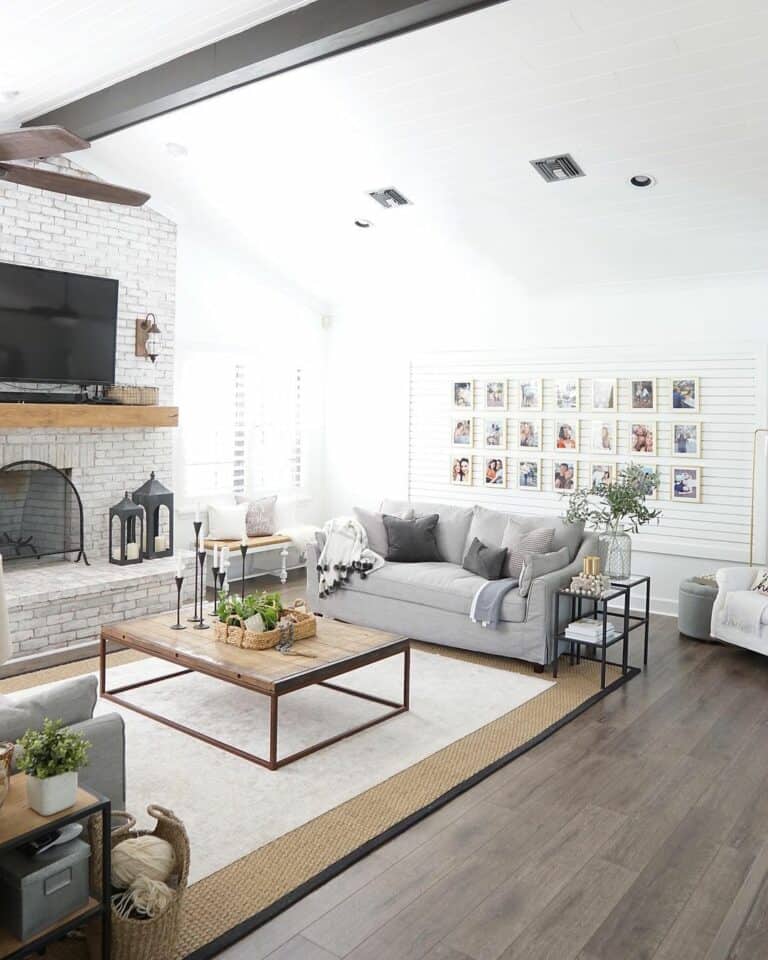 Gallery Wall in Vaulted Living Room