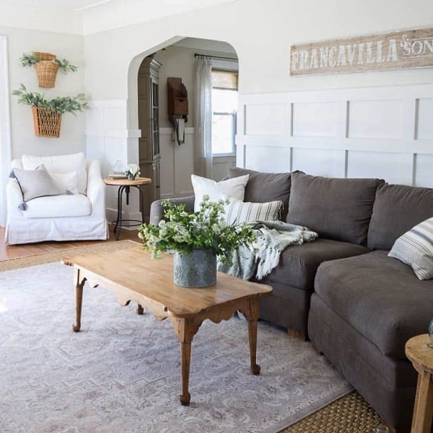 Brown and Gray Living Room Layered Rugs
