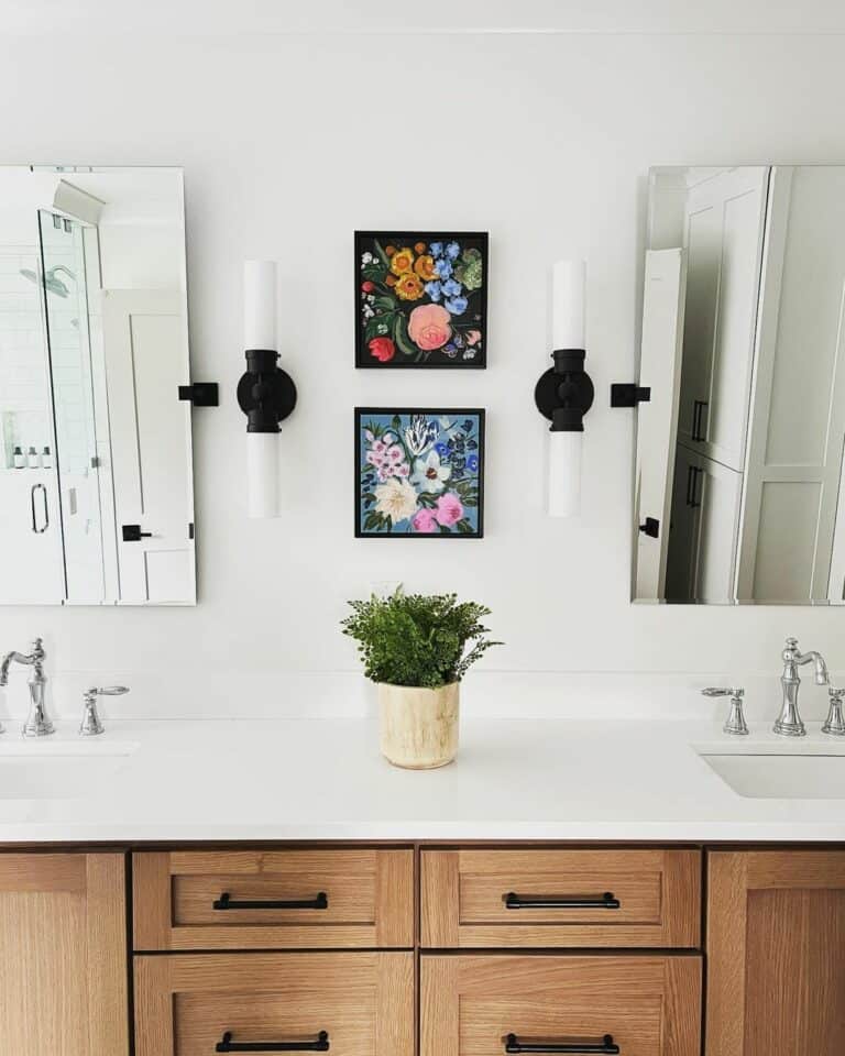 Decor Symmetry Between Bathroom Mirrors