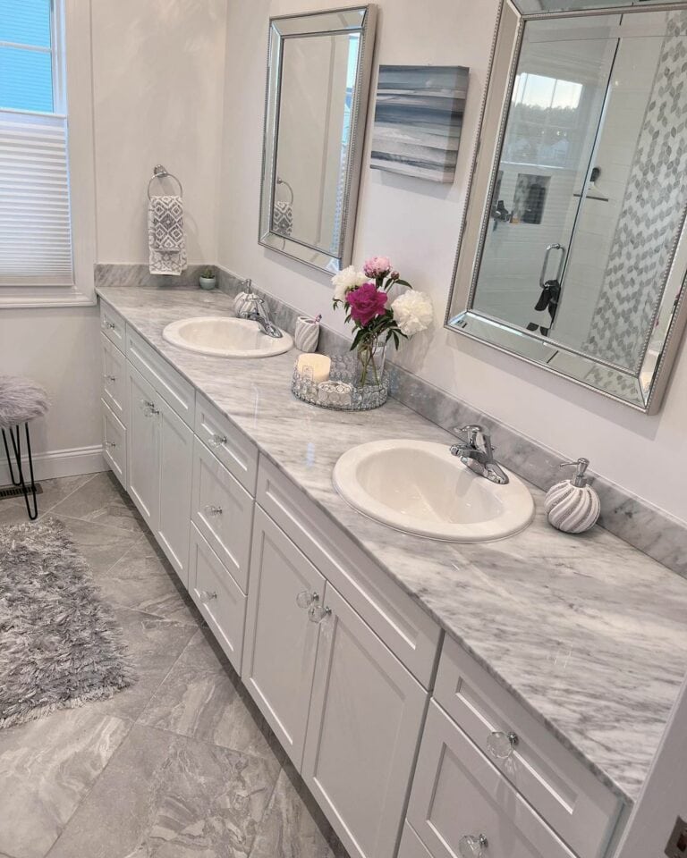 Wall-to-Wall Vanity and Beveled Mirrors