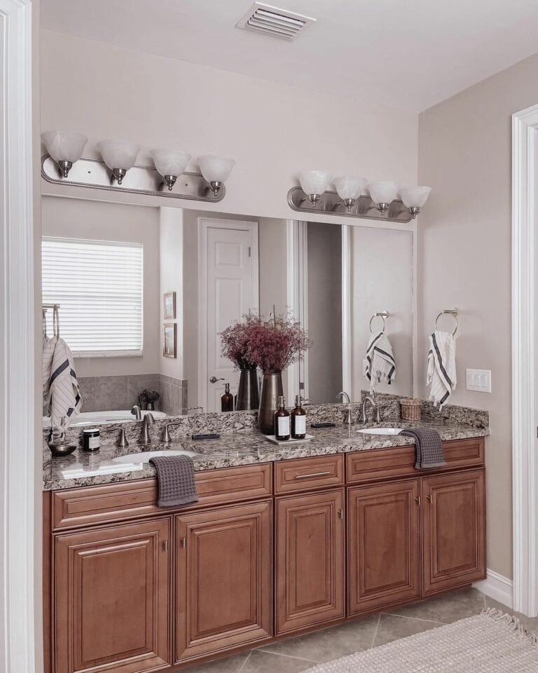 Wall Length Mirrors for a Dual Vanity