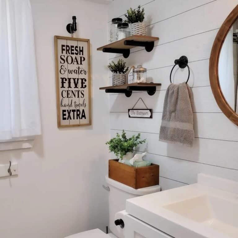 Black Bathroom Towel Ring With Gray Towel
