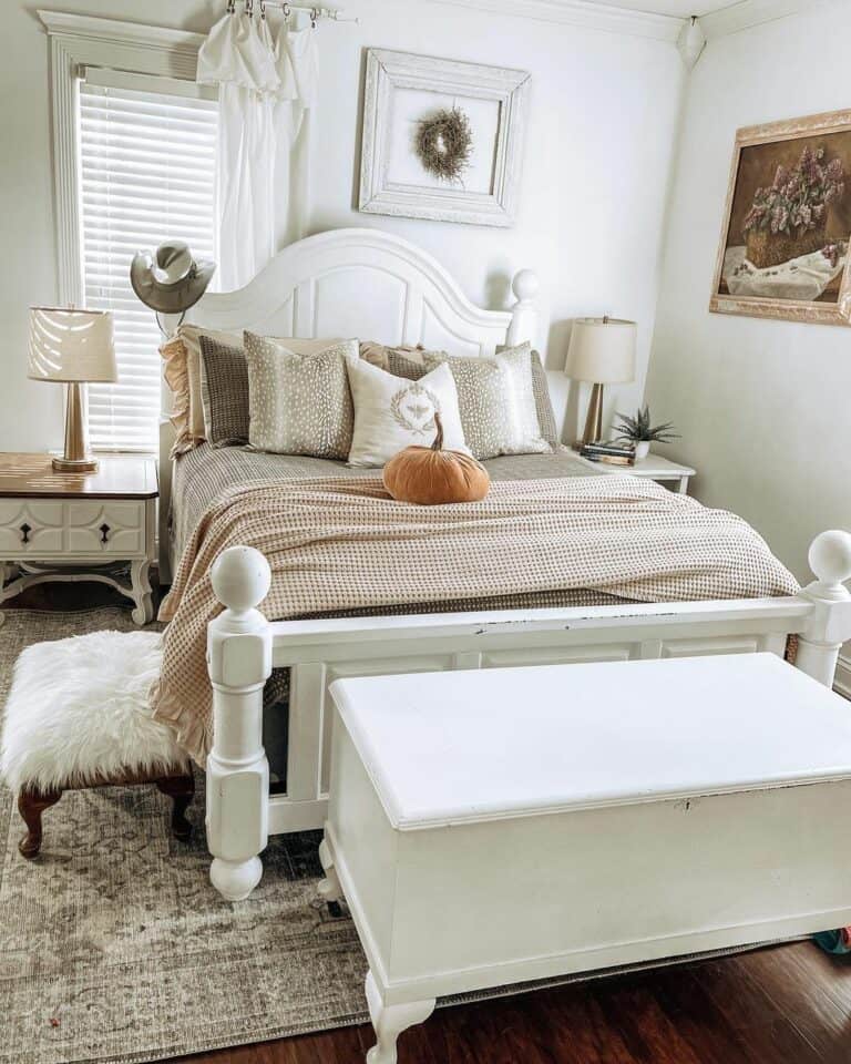 Faux Fur Stool Beside Bed