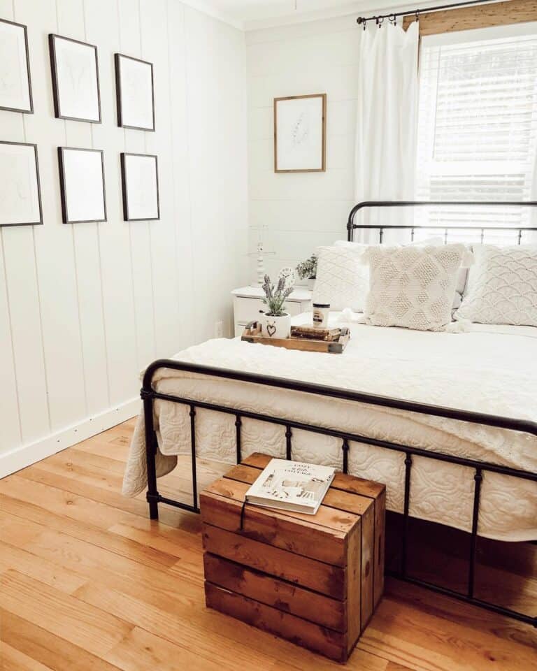 Bedroom Gallery Wall and Spindle Bed Frame
