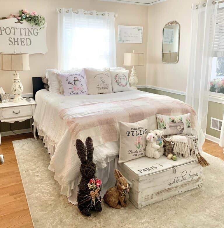 Short Headboard in French Country Bedroom