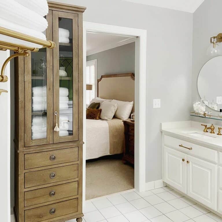 Freestanding Glass Bathroom Storage Cabinet