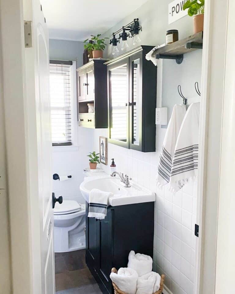 Floor Baskets for Storing Towels in Powder Room
