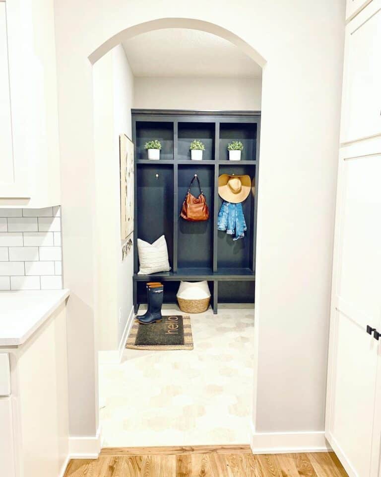 Raw Wood Flooring and Geometric Tile Pairings for an Entryway